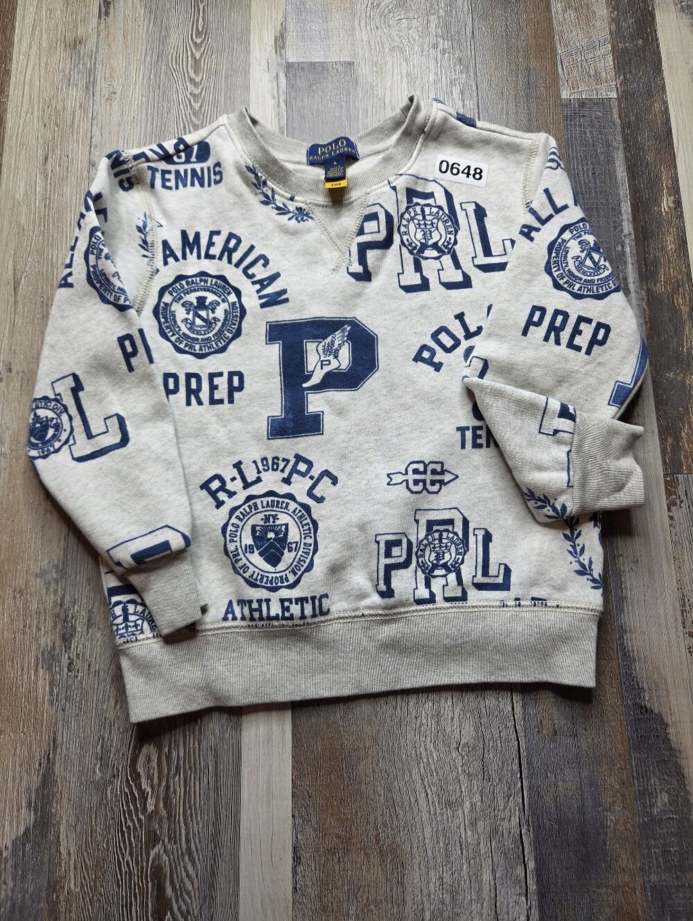 Polo Ralph Lauren Fleece Graphic Sweatshirt Tennis Theme Youth Size 4